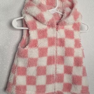 Little Me Pink & White Plush Hooded Vest